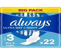 Always Ultra Sanitary Towels Day & Night (Size 3) Wings X22 Pads, Super Absorbent and Ultra Thin, for Menstrual Periods