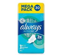 Always Ultra Sanitary Towels Normal (Size 1) Wings X30 Pads, Super Absorbent and Ultra Thin, for Menstrual Periods