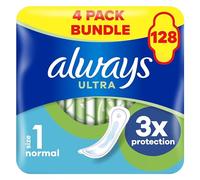 Always Ultra Sanitary Towels/Pads with Wings, Normal Size 1, Ultra Thin, 128 Towels (32 x 4 Packs), Super Saving Box, Odour Neutraliser, Super Absorbent Core