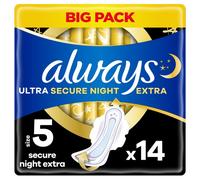 Always Ultra Sanitary Towels Secure Night Extra Size 5 Wings 14 Pads