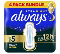Always Ultra Sanitary Towels Secure Night Extra (Size 5) with Wings 18 Pads, Super Absorbent and Ultra Thin, for Menstrual Periods, Pack of 4