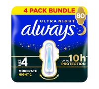 Always Ultra Sanitary Towels/Pads with Wings, Secure Night Size 4, Ultra Thin, 80 Towels (20 x 4 Packs), Super Saving Box, Odour Neutraliser, Super Absorbent Core
