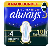 Always Ultra Sanitary Towels Secure Night (Size 4) Wings X20 Pads, Super Absorbe