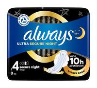 Always Ultra Sanitary Towels Secure Night (Size 4) Wings X8 Pads