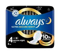 Always Ultra Sanitary Towels Secure Night Wings Size 4 8 Pad
