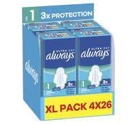 Always Ultra Sanitary Towels, Size 1 Normal, Extra Large Pack, 104