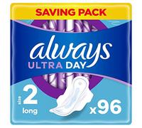 Always Ultra Sanitary Towels, Size 2, Long, Moderate Flow, 96 Pads With Wings (32 x 3 Packs) SAVING PACK, Locks Wetness Leaks & Odours, Thin And Discreet