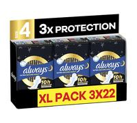 Always Ultra Sanitary Towels, Size 4 Secure Night, Extra Large Pack, 66 Count, Super Absorbent, Ultra Thin Pads with Wings for Overnight Protection