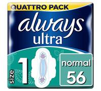 Always Ultra Sanitary Towels with Wings Pads (Super Absorbent/Neutralises Odours/Ultra Thin), Normal, 56 Count