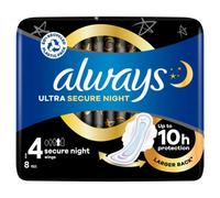 Always Ultra Sanitary Towels Secure Night With Wings Size 4 8 Pads