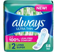 Always Ultra Thin Pads with Wings, Size 2, Long Super