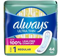 ALWAYS Ultra Thin Size 1 Regular Pads Without Wings Unscented, 44 Count