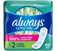 ALWAYS Ultra Thin Size 2 Super Pads Without Wings Unscented, 40 Count