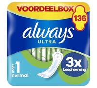 Always Ultra Women's Sanitary Pads Size 1, Normal, 136 Sanitary Towels with Wings (4 x 34 Pieces) Multipack, Ultra Thin and Super Absorbent