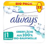 Always Ultra Women's Sanitary Pads Size 1, Normal (22 Sanitary Towels with Wings) Big Pack, Organic Cotton Protection, Safe Protection and Surface 100% Organic Cotton