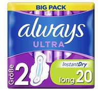 Always Ultra Women's Sanitary Pads Size 2 (20 Sanitary Towels with Wings) Big Pack, Ultra Thin and Super Absorbent, Odour-Neutralising and Leak Protection