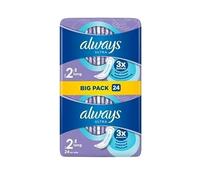Always Ultra Women's Sanitary Pads Size 2, Long (24 Sanitary Pads) Big Pack, Thin and Super Absorbent, Odour-Neutralising and Leakage Protection