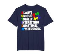 Always Unique Totally Interesting Tee Shirt Autism Awareness T-Shirt, Men's Big and Tall, Navy Blue, 6X Tall
