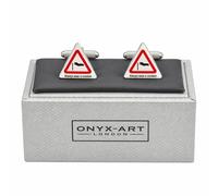 Always Wear a Condom Cufflinks Novelty Gift Funny Warning Sign Design for Stag Do, Bachelor Party, Onyx Art CK195, in Premier Life Store Box
