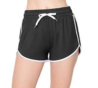 ALWAYS Women Lounge Yoga Shorts - Premium Soft Stretch Dolphin Short Striped Pants Black XL, Black, XL