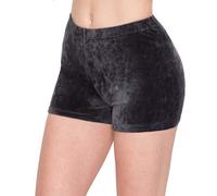 ALWAYS Women's Crushed Velvet Shorts - Super Soft Comfortable Sexy Stretchy Biker Pants, Vnho128 / Charcoal, L