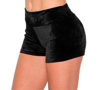 ALWAYS Women's Crushed Velvet Shorts - Super Soft Comfortable Sexy Stretchy Biker Pants, Vsho128 / Black, XL