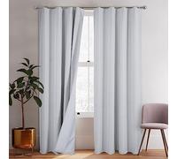 always4u 100% Blackout Curtain Linings White Thermal Energy Efficient Window Treatments 1 Pair 44"*87"Drops for Eyelet & Pencil Pleat Curtains Without Hooks
