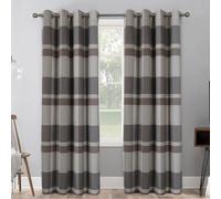 always4u 100% Blackout Curtains Check Eyelet Bedroom Tartan Curtain Plaid Woven Brushed Cheque Pair of Highland Woolen Look Window Treatment for Living Room Grey And Beige 66 * 72 Inches
