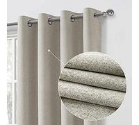 always4u 100% Blackout Curtains for Bedroom 1 Pair Modern Linen Look Window Treatment for Home Decoration 3-layer Fully Lined Thermal Curtain Stone 46x72