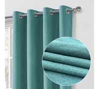 always4u 100% Blackout Curtains for Bedroom 1 Pair Modern Linen Look Window Treatment for Home Decoration 3-layer Fully Lined Thermal Curtain Teal 66x72
