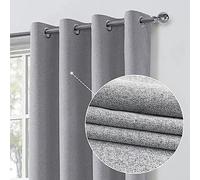 always4u 100% Blackout Curtains for Bedroom 1 Pair Modern Linen Look Window Treatment for Home Decoration 3-layer Fully Lined Thermal Curtain Grey 46x54