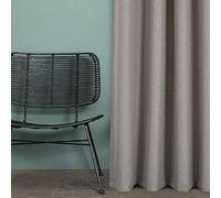 always4u 100% Blackout Curtains for Bedroom Thermal Linen Look Window Drapes For Home Decoration Eyelet Stone Curtain Without Linings for Living room Pair of W46*L72