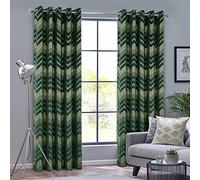 always4u 100% Blackout Curtains For Living Room Velvet Energy Efficiency Drapes Luxury Line Pattern Gold Foil Print Lined Window Treatments 2 Panels Olive Green 66 * 90