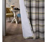 always4u 100% Blackout Tartan Curtains Highland Check Eyelet Curtain Woolen Look Plaid Brushed Cheque Pair of Window Treatment for Bedroom Living Room Beige Yellow 66 * 72 Inches