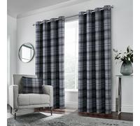 always4u 100% Blackout Woolen Look Plaid Curtains Modern Window Panels Black Grey Checkered Tartan Curtains for Living Room Bedroom 2 Panels Black Grey 54 * 95 Inches
