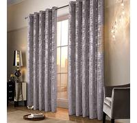 always4u Champagne Soft Velvet Curtains 84 Inch Length Luxury Bedroom Curtains Silver Foil Print Window Curtains for Living Room Bedroom Set of 2