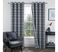 always4u Grey Plaid Tartan Curtains Highland Woolen Look Check Modern Classic Window Treatment Curtain/Drapes for Living Room 2 Panels Gray 54 * 63 Inches