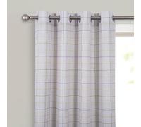 always4u Linen Look Curtains Eyelet Printed Check Curtains Semi-sheer Plaid Drapes for Living Room Bedroom Decoration Modern Textured 1 Pair Beige Green Yellow W66 x L72 Inches