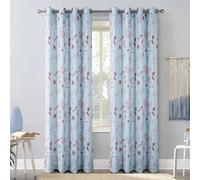 always4u Linen Look Curtains Semi-sheer Eyelet Printed Curtains Red Dandelion Pattern Window Treatments for Living Room Bedroom Decoration Modern Textured 1 Pair W46 x L54 Inches