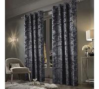 always4u Soft Velvet Curtains 100% Blackout for Window for Bedroom Thermal Silver Foil Printed Shining Luxury Window Treatment Drapes for Living Room 1 Pair Charcoal Grey 66 * 54