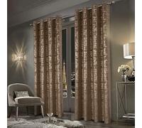 always4u Soft Velvet Curtains 100% Blackout Window Treatments Energy Efficiency for Bedroom Gold Foil Printed Shining Luxury Curtain Drapes 1 Pair Brown 66 * 90