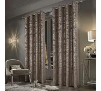always4u Soft Velvet Curtains 100% Blackout Window Treatments Energy Efficiency for Bedroom Silver Foil Printed Shining Luxury Curtain Drapes 1 Pair Brown 46 * 72