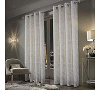 always4u Soft Velvet Curtains 95 Inch Length Luxury Bedroom Curtains Gold Foil Print Window Curtains for Living Room 1 Panel White