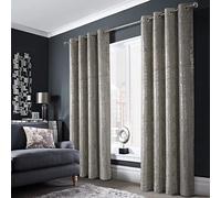 always4u Soft Velvet Curtains 95 Inch Length Luxury Bedroom Curtains Gold Foil Print Window Treatments for Living Room Set of 2 Silver