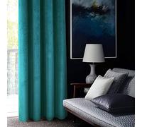 always4u Super Soft Velvet Curtains Teal Blackout Curtains 90x90 Inches Eyelet Thermal Insulated Fully Lined Window Treatment for Living Room 1 Pair