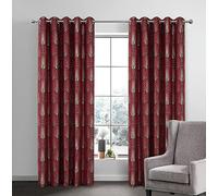 always4u Thermal Curtains Eyelet Soft 60% Blackout Curtain for Living Room Lined Woven Peacock Tail Pattern Energy Saving Window Drapes A Pair Dark Red 46 * 54 Inches