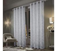 always4u White Soft Velvet Curtains 95 Inch Length Luxury Bedroom Curtains Silver Foil Print Window Treatments for Living Room Set of 2