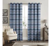 always4u Woolen Look Check Curtains 100% Blackout Highland Tartan Curtain for Living Room Bedroom Grommet Lined Window Drapes 2 Panels Light Blue 54 * 63 Inches