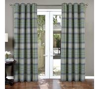 always4u Woolen Look Plaid Curtains Modern Window Panels Green Check Tartan Curtains for Living Room Bedroom 2 Panels Green 45 * 84 Inches