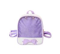 AlwaySky Ita Backpack for Girls - Cute Candy Leather Bag with Bowknot, Transparent Windows for DIY Decors - Purple
